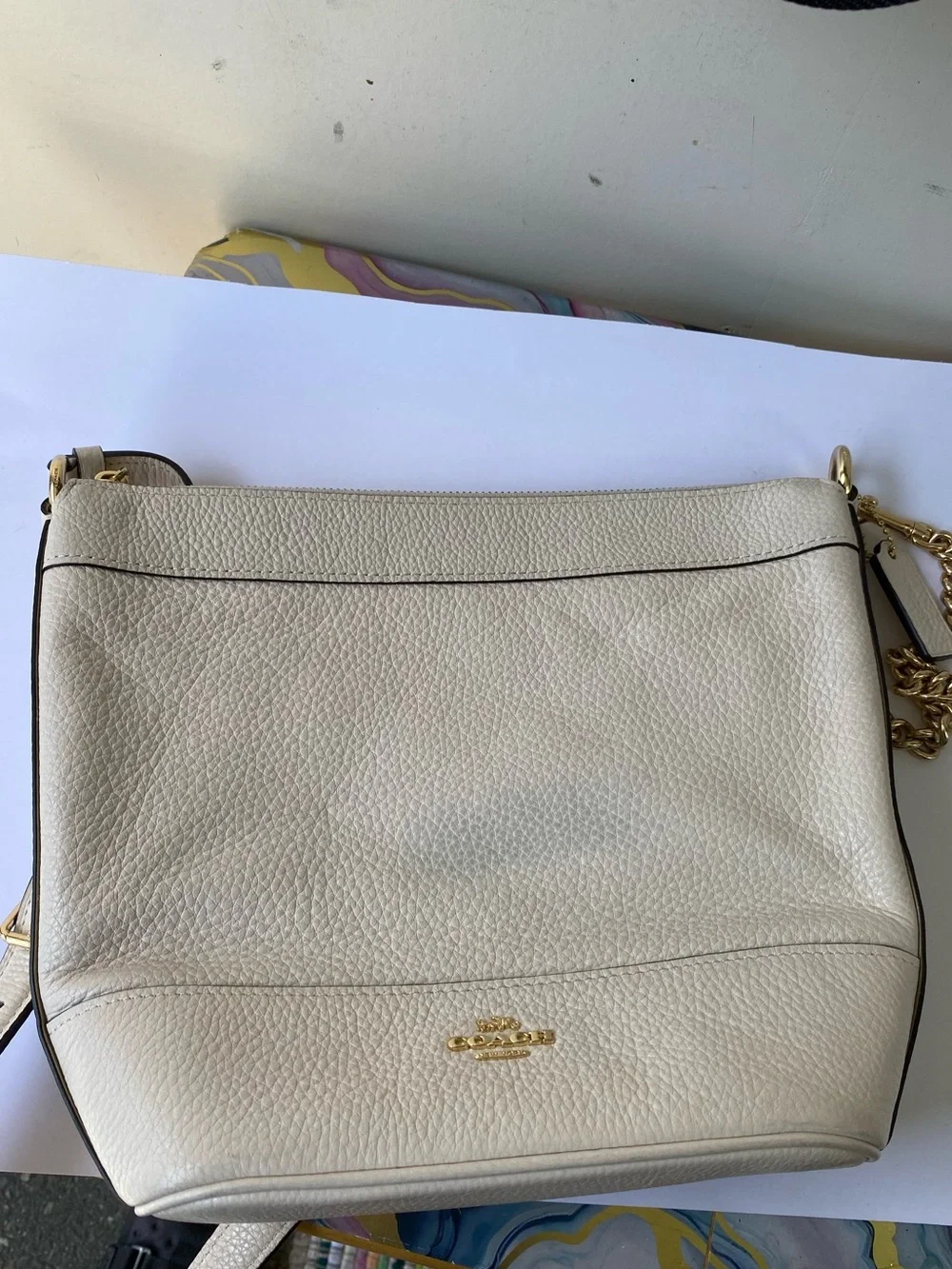 Coach Paxton Duffle F72692 Chalk White Pebble Leather Crossbody Bag Y2K